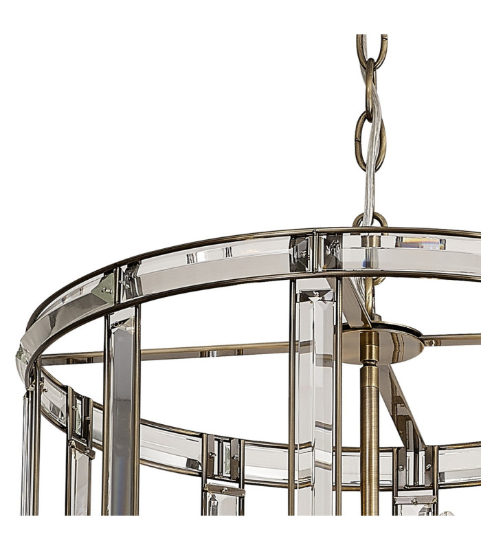 Vestal 45cm Medium Round Column Pendant 8 Light E27 Antique Brass-6