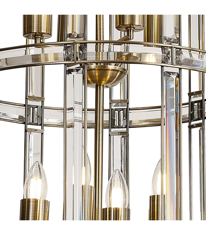 Vestal 45cm Medium Round Column Pendant 8 Light E27 Antique Brass-7