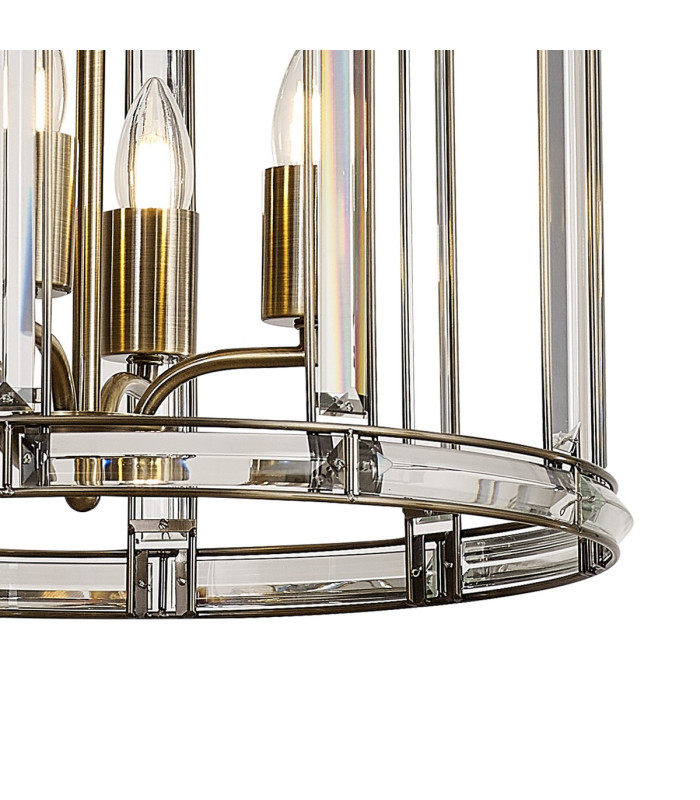 Vestal 45cm Medium Round Column Pendant 8 Light E27 Antique Brass-8