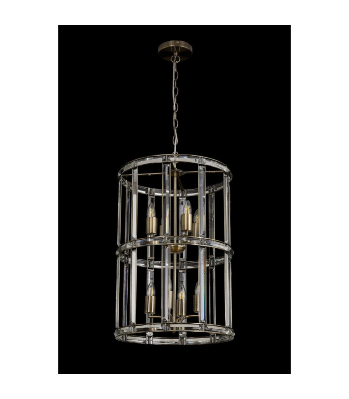 Vestal 45cm Medium Round Column Pendant 8 Light E27 Antique Brass-9