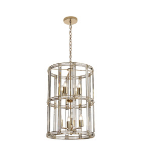 Vestal 45cm Medium Round Column Pendant 8 Light E27 French Gold-1