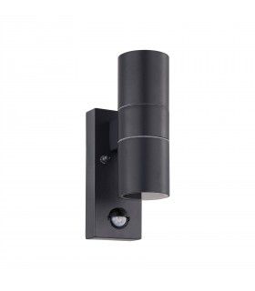2 Light Outdoor Up Down Wall Light with PIR Motion Sensor Anthracite IP44, GU10 - 1