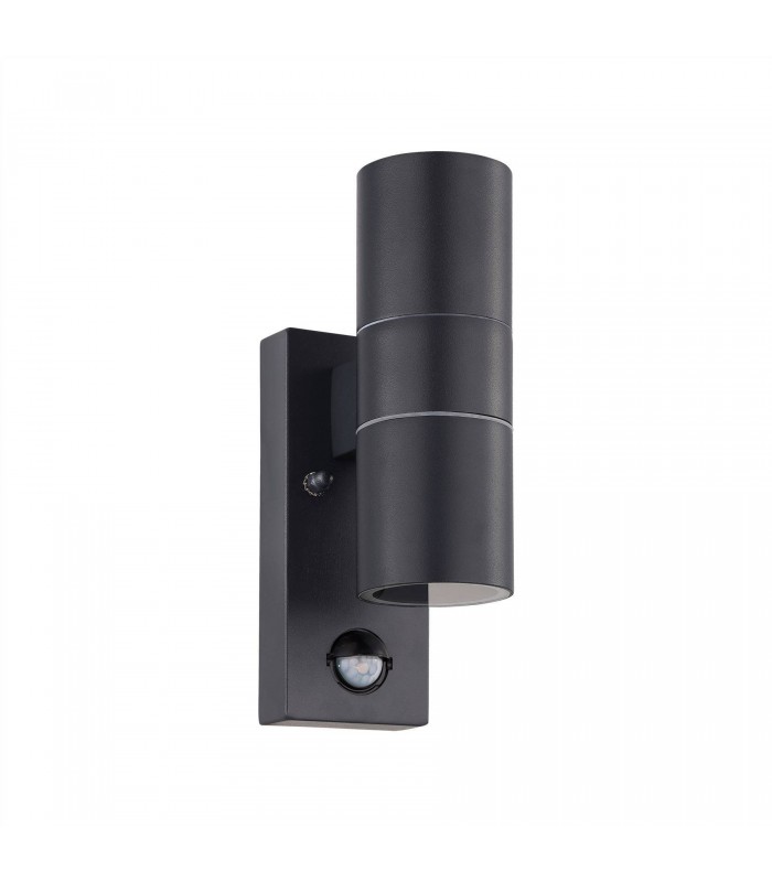 2 Light Outdoor Up Down Wall Light with PIR Motion Sensor Anthracite IP44, GU10 - 1