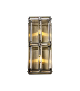 Vestal Rectangular Wall Light 2 Light E14 Antique Brass-1