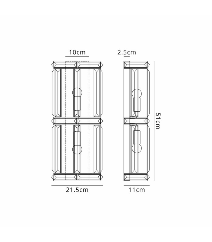 Vestal Rectangular Wall Light 2 Light E14 Antique Brass-2