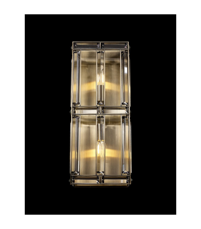 Vestal Rectangular Wall Light 2 Light E14 Antique Brass-3