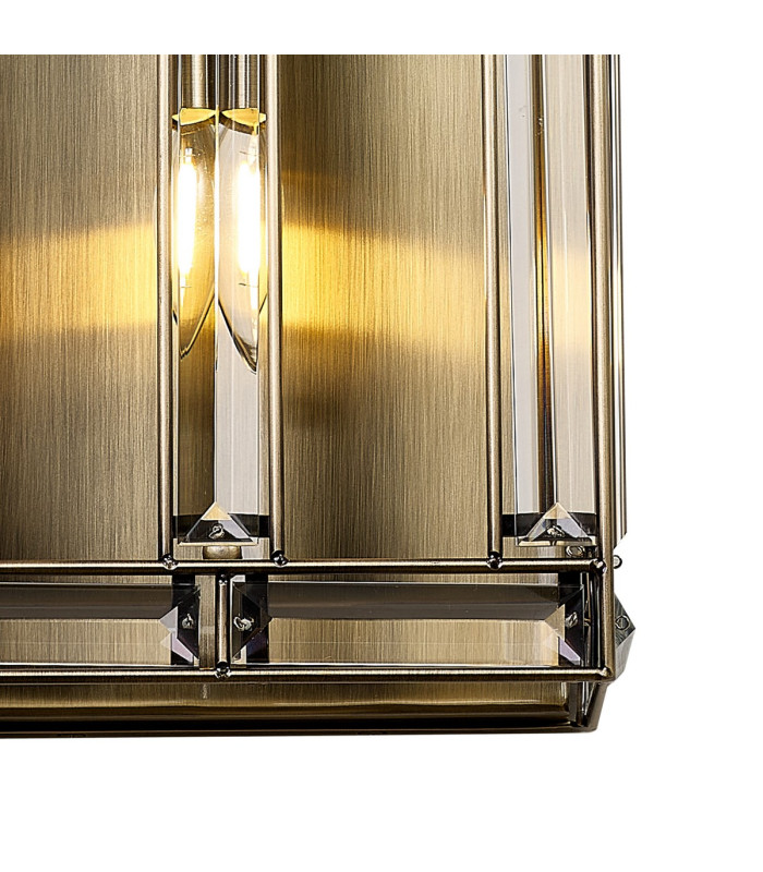 Vestal Rectangular Wall Light 2 Light E14 Antique Brass-6