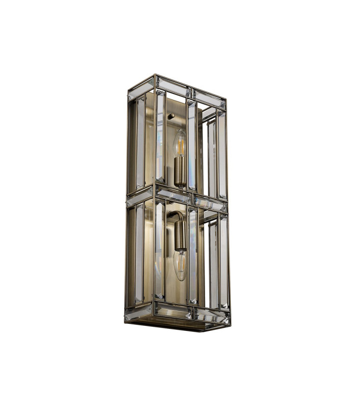 Vestal Rectangular Wall Light 2 Light E14 Antique Brass-9
