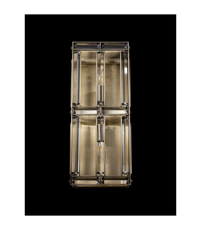 Vestal Rectangular Wall Light 2 Light E14 Antique Brass-10