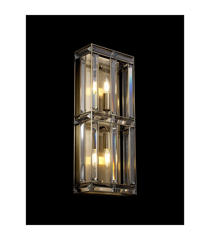Vestal Rectangular Wall Light 2 Light E14 Antique Brass-11