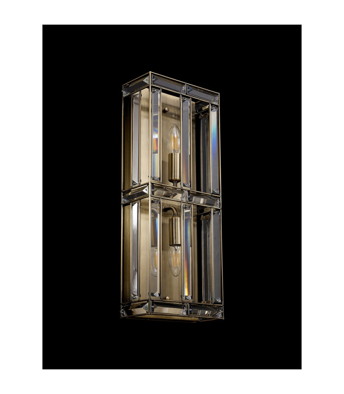 Vestal Rectangular Wall Light 2 Light E14 Antique Brass-12
