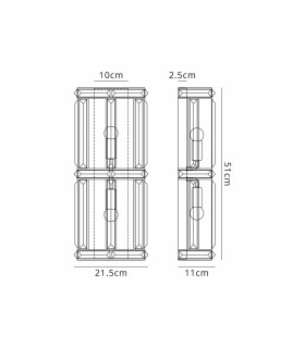 Vestal Rectangular Wall Light 2 Light E14 French Gold-2