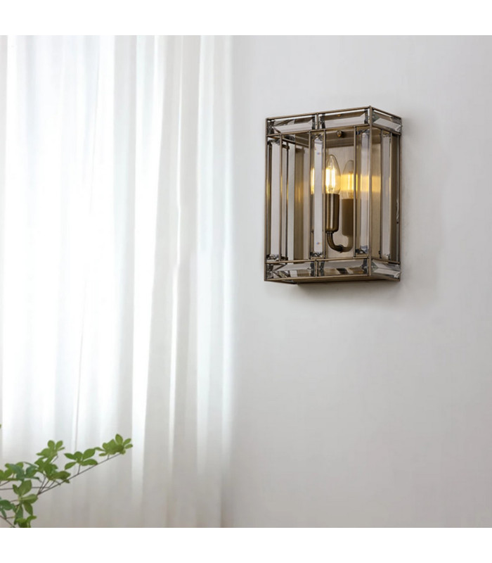 Vestal Square Wall Light 1 Light E14 Antique Brass-5