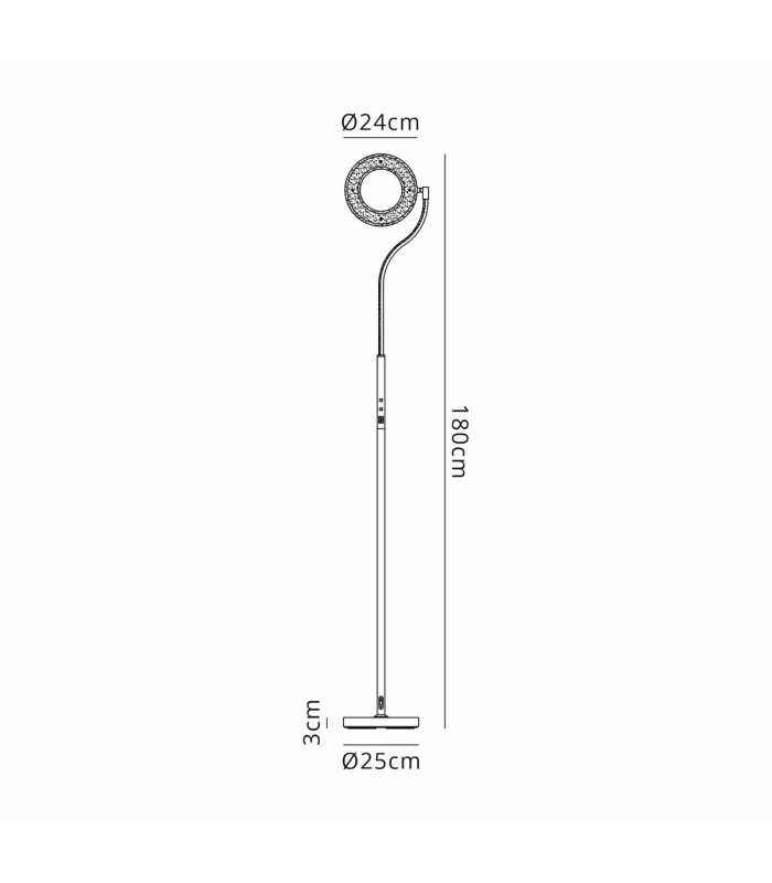 Colonie 2 Light Floor Lamp USB 2.1 mAh Socket 18+7W LED 3000K Touch Dimmer 2500lm Satin Gold -2