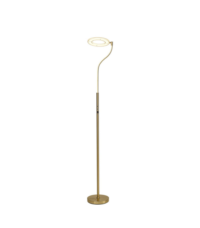 Colonie 2 Light Floor Lamp USB 2.1 mAh Socket 18+7W LED 3000K Touch Dimmer 2500lm Satin Gold -6