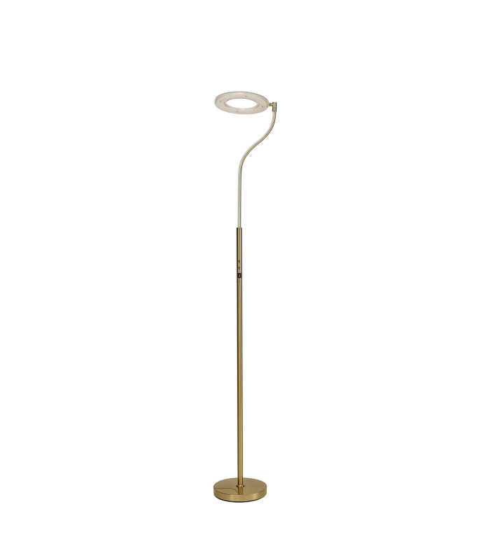 Colonie 2 Light Floor Lamp USB 2.1 mAh Socket 18+7W LED 3000K Touch Dimmer 2500lm Satin Gold -10