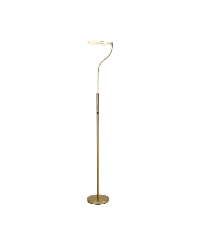Colonie 2 Light Floor Lamp USB 2.1 mAh Socket 18+7W LED 3000K Touch Dimmer 2500lm Satin Gold -11