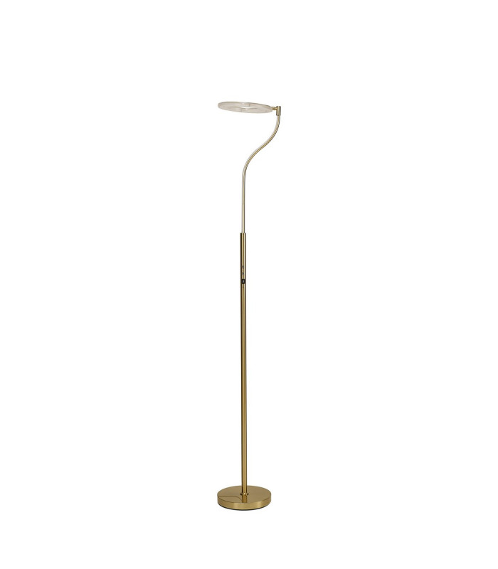 Colonie 2 Light Floor Lamp USB 2.1 mAh Socket 18+7W LED 3000K Touch Dimmer 2500lm Satin Gold -12