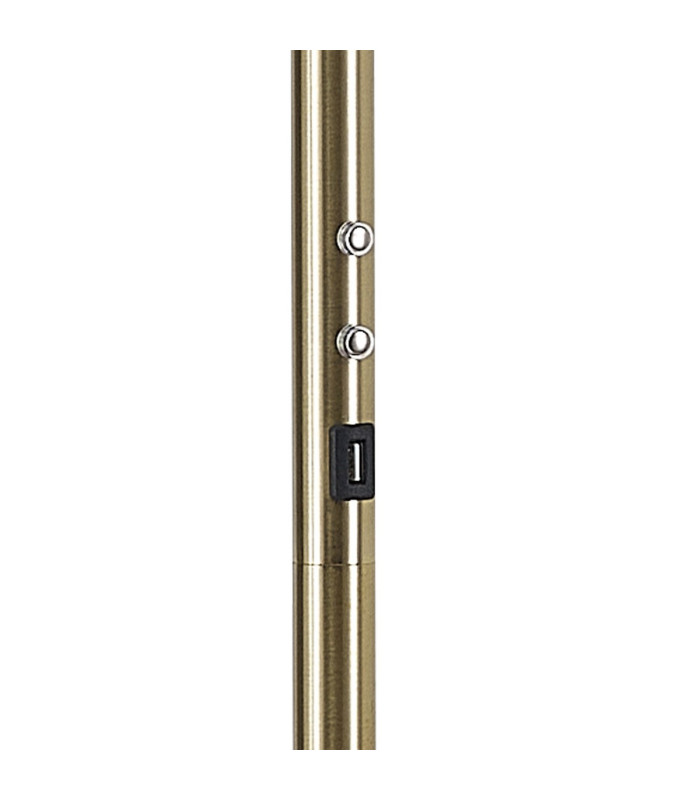 Colonie 2 Light Floor Lamp USB 2.1 mAh Socket 18+7W LED 3000K Touch Dimmer 2500lm Satin Gold -13