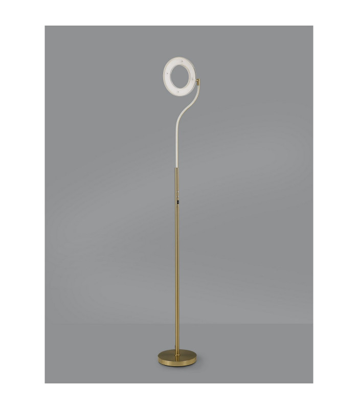 Colonie 2 Light Floor Lamp USB 2.1 mAh Socket 18+7W LED 3000K Touch Dimmer 2500lm Satin Gold -14