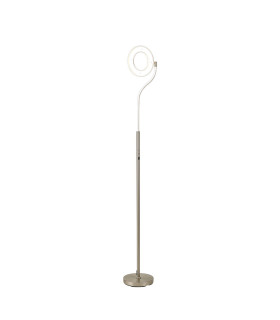 Colonie 2 Light Floor Lamp USB 2.1 mAh Socket 18+7W LED 3000K Touch Dimmer 2500lm Satin Nickel -1