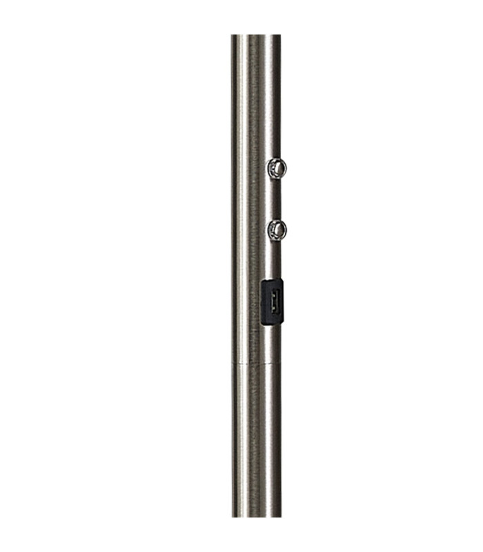 Colonie 2 Light Floor Lamp USB 2.1 mAh Socket 18+7W LED 3000K Touch Dimmer 2500lm Satin Nickel -12