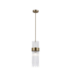 Glensfall 12.5cm Single Pendant 1 Light E14 IP44 Antique Brass/Clear-1