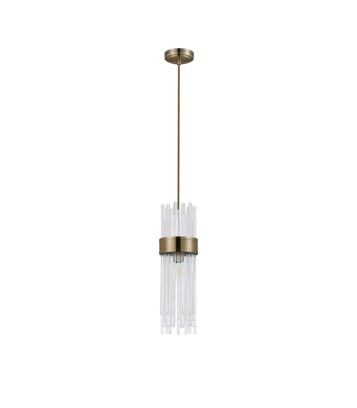 Glensfall 12.5cm Single Pendant 1 Light E14 IP44 Antique Brass/Clear-3