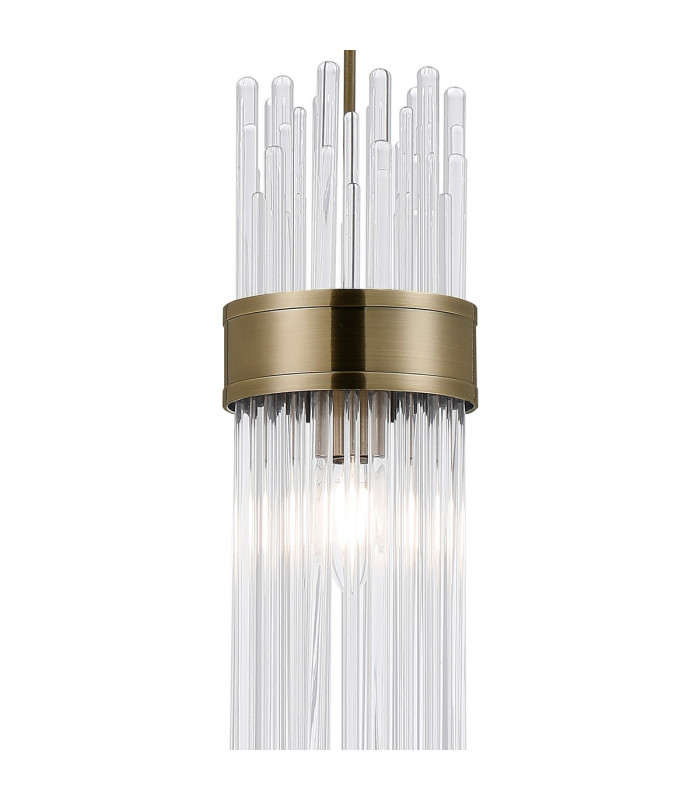 Glensfall 12.5cm Single Pendant 1 Light E14 IP44 Antique Brass/Clear-5