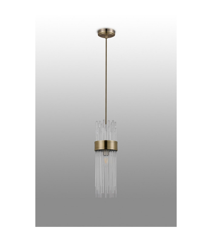Glensfall 12.5cm Single Pendant 1 Light E14 IP44 Antique Brass/Clear-6