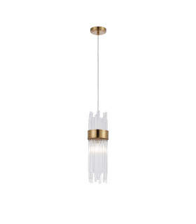 Glensfall 12.5cm Single Pendant 1 Light E14 IP44 Gold/Clear-1