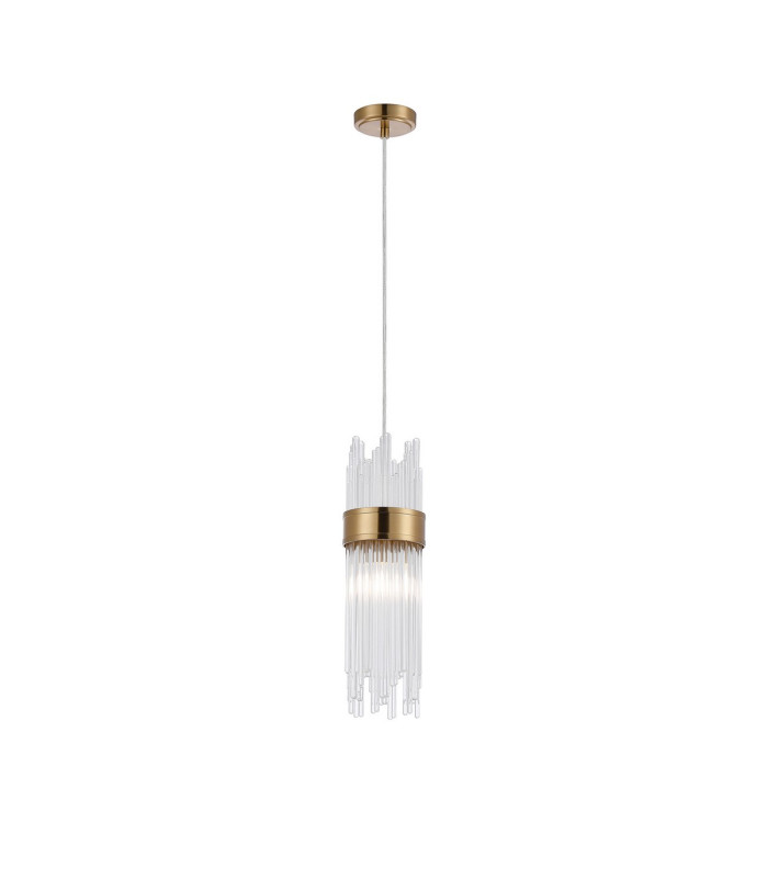 Glensfall 12.5cm Single Pendant 1 Light E14 IP44 Gold/Clear-1