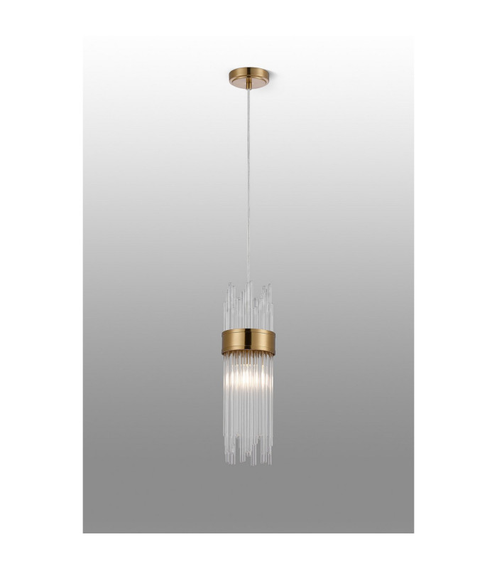 Glensfall 12.5cm Single Pendant 1 Light E14 IP44 Gold/Clear-3