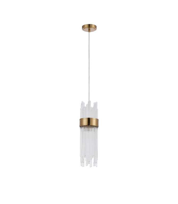 Glensfall 12.5cm Single Pendant 1 Light E14 IP44 Gold/Clear-4