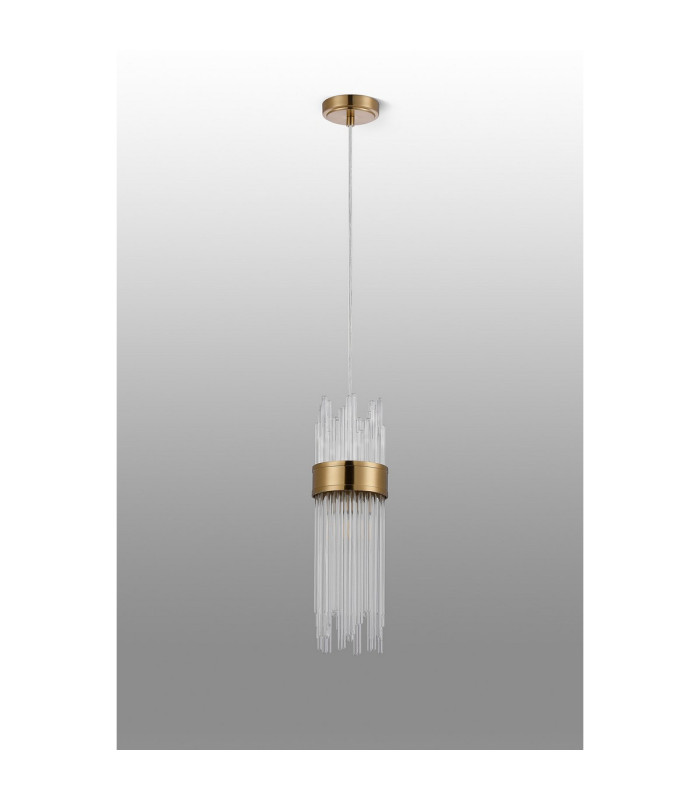 Glensfall 12.5cm Single Pendant 1 Light E14 IP44 Gold/Clear-7