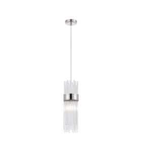 Glensfall 12.5cm Single Pendant 1 Light E14 IP44 Polished Nickel/Clear-1