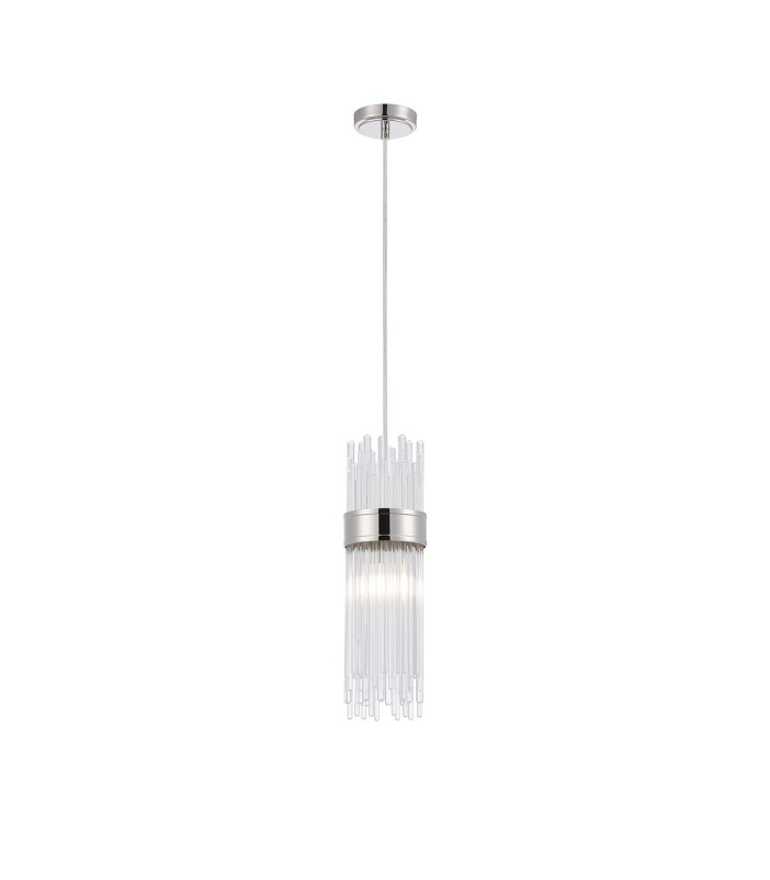 Glensfall 12.5cm Single Pendant 1 Light E14 IP44 Polished Nickel/Clear-1