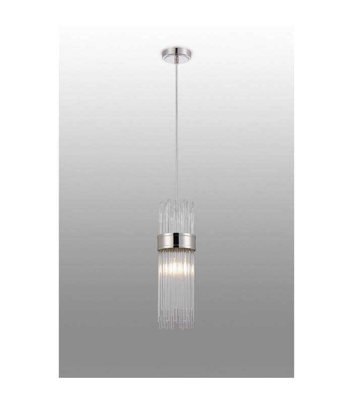 Glensfall 12.5cm Single Pendant 1 Light E14 IP44 Polished Nickel/Clear-3