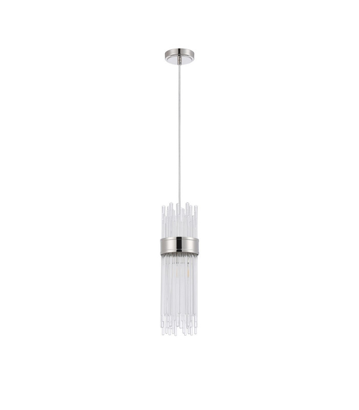 Glensfall 12.5cm Single Pendant 1 Light E14 IP44 Polished Nickel/Clear-4