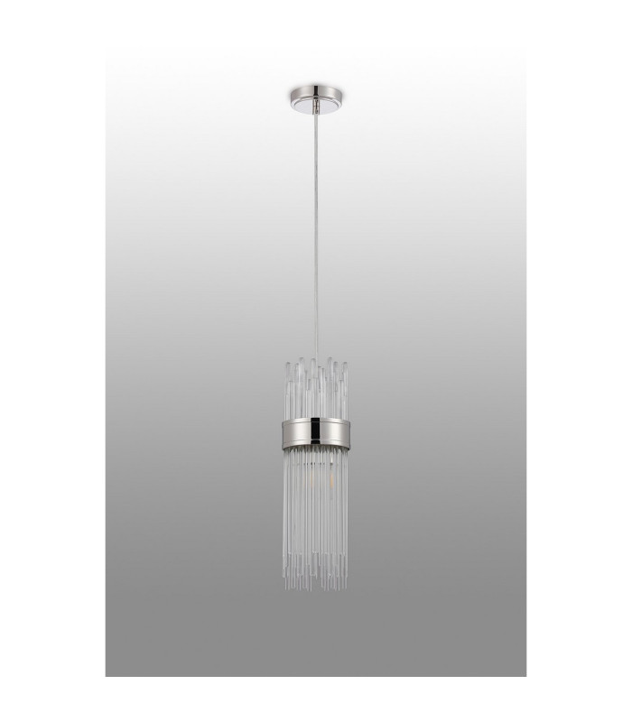 Glensfall 12.5cm Single Pendant 1 Light E14 IP44 Polished Nickel/Clear-7