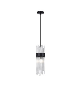 Glensfall 12.5cm Single Pendant 1 Light E14 IP44 Satin Black/Clear-1