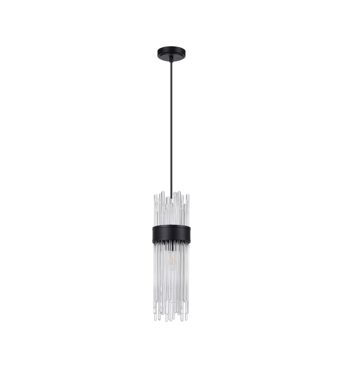 Glensfall 12.5cm Single Pendant 1 Light E14 IP44 Satin Black/Clear-4