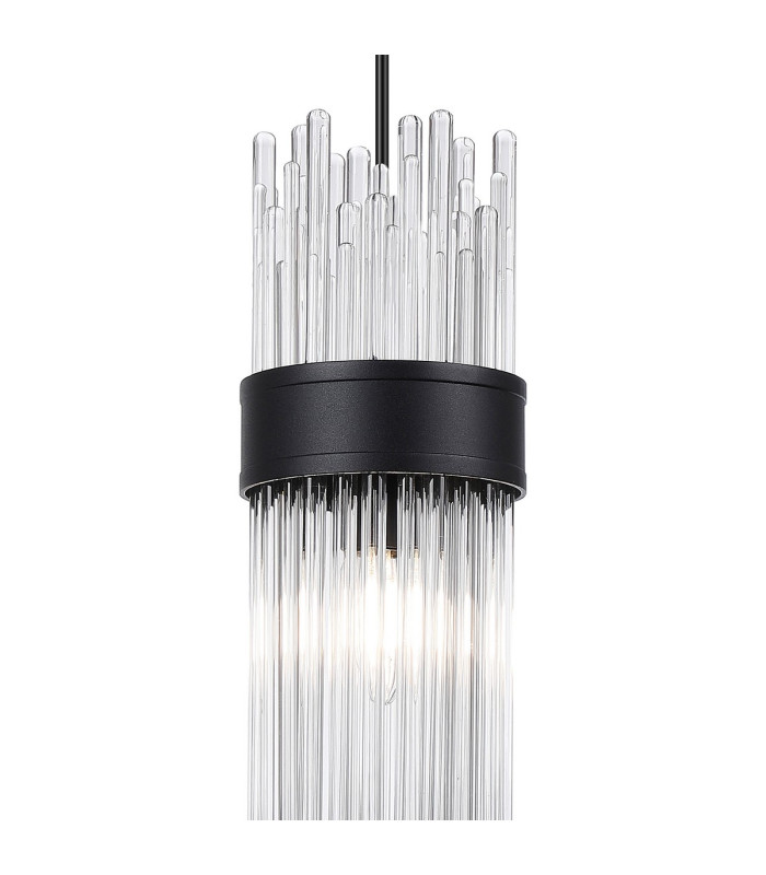 Glensfall 12.5cm Single Pendant 1 Light E14 IP44 Satin Black/Clear-6
