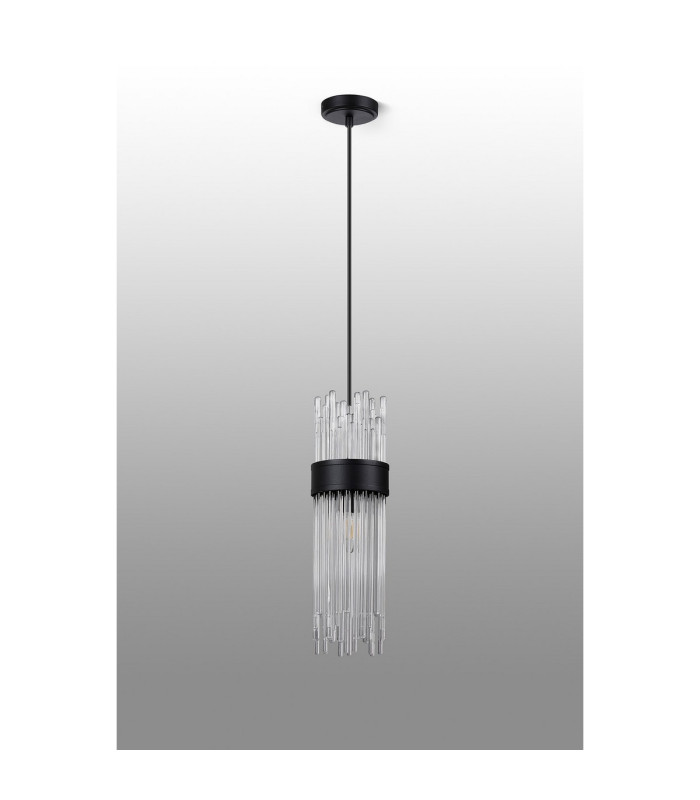 Glensfall 12.5cm Single Pendant 1 Light E14 IP44 Satin Black/Clear-7