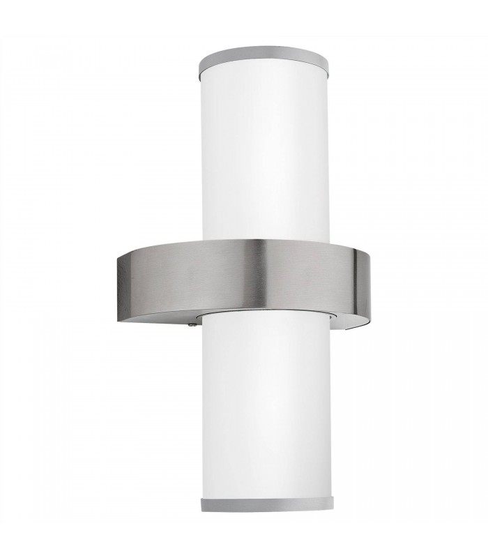 2 Light Outdoor Wall Light Stainless Steel, Silver IP44, E27 - 1