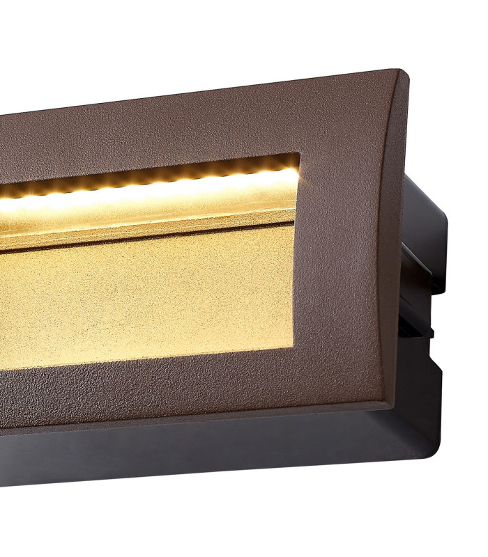 Ridgewood Recessed Rectangular Wall Lamp 1 x 3W LED 3000K 100lm IP65 Dark Brown -7