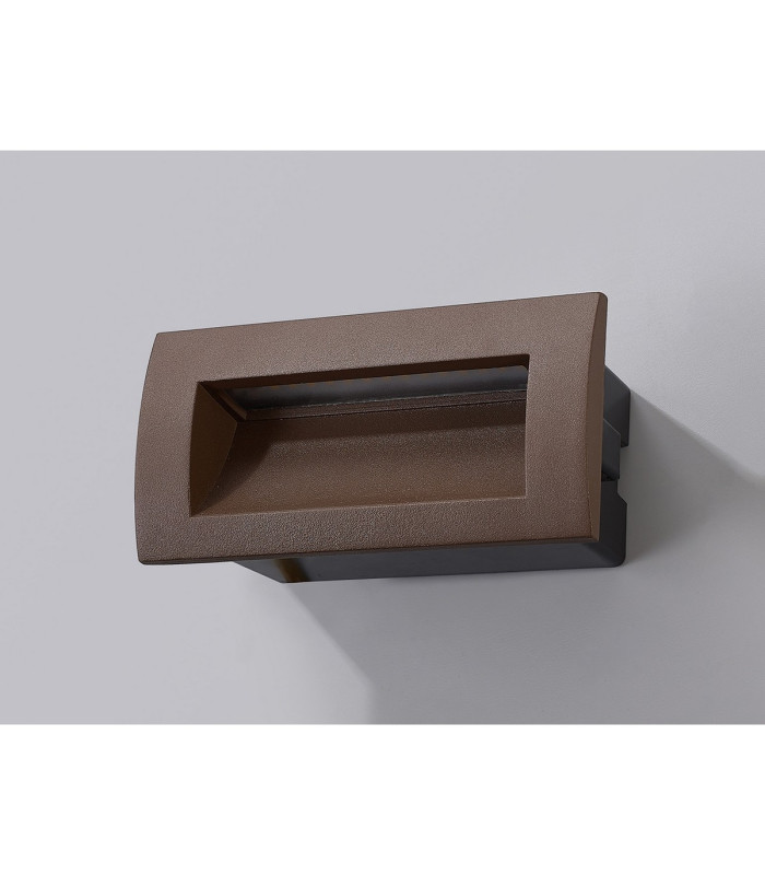 Ridgewood Recessed Rectangular Wall Lamp 1 x 3W LED 3000K 100lm IP65 Dark Brown -12