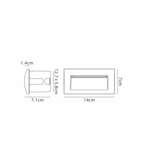 Ridgewood Recessed Rectangular Wall Lamp 1 x 3W LED 3000K 100lm IP65 Dark Grey -2