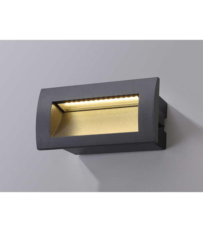 Ridgewood Recessed Rectangular Wall Lamp 1 x 3W LED 3000K 100lm IP65 Dark Grey -3