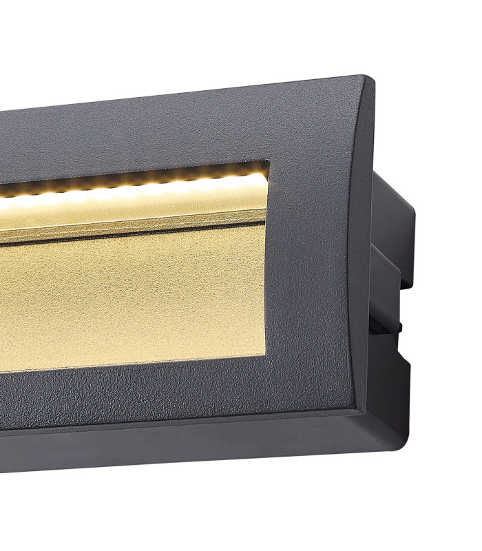 Ridgewood Recessed Rectangular Wall Lamp 1 x 3W LED 3000K 100lm IP65 Dark Grey -8